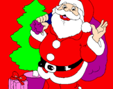 Disegno Babbo Natale con lalbero di Natale pitturato su FDERICA