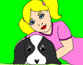 Disegno Bambina che abbraccia il suo cagnolino  pitturato su Ludovica