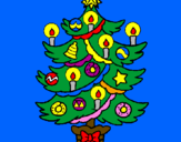 Disegno Albero di Natale con le candeline pitturato su giada