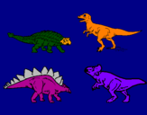 Disegno Dinosauri di terra  pitturato su luca