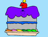 Disegno Torta di compleanno  pitturato su GIORGIA
