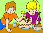 Disegno Torta per la mamma  pitturato su kiara