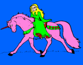 Disegno Principessa a cavallo di unicorno  pitturato su CRISTIANA
