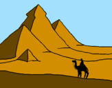 Disegno Paesaggio con le piramidi  pitturato su MARTIN