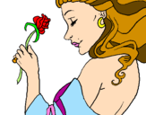 Disegno Principessa con una rosa pitturato su elisa