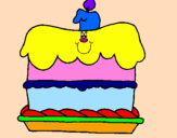 Disegno Torta di compleanno  pitturato su giulia 3anni