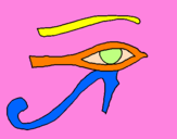 Disegno Occhio di Horus  pitturato su ilaria