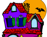 Disegno La Casa del mistero  pitturato su casetta