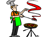 Disegno Barbecue pitturato su mandala2