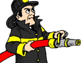 Disegno Pompiere  pitturato su lissone