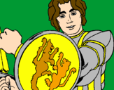 Disegno Cavaliere dallo scudo con leoni  pitturato su Michele