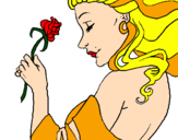 Disegno Principessa con una rosa pitturato su fabyana