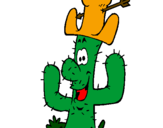 Disegno Cactus con il cappello  pitturato su sebastiano