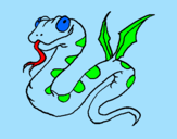 Disegno Serpente con le ali  pitturato su nicolas