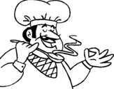 Disegno Lassaggio dello chef pitturato su CUOCO