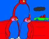 Disegno Famiglia pinguino  pitturato su federica