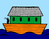 Disegno Arca di Noè  pitturato su anna