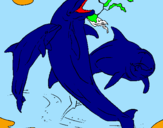 Disegno Delfini che giocano  pitturato su gaia   e  pablo
