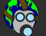 Disegno Terra con maschera anti-gas  pitturato su Atio99