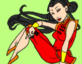 Disegno Principessa ninja  pitturato su Ketty