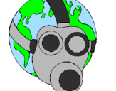 Disegno Terra con maschera anti-gas  pitturato su teo