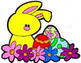 Disegno Coniglietto di Pasqua  pitturato su jessica