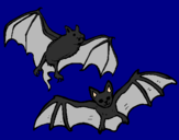 Disegno Un paio di pipistrelli  pitturato su un mare di colore