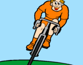 Disegno Ciclista con il berretto  pitturato su leo