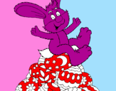 Disegno Coniglio di Pasqua pitturato su deborah
