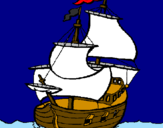 Disegno Barca  pitturato su federica