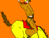 Disegno Cowboy a cavallo  pitturato su tirannosauro