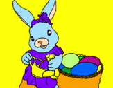 Disegno Coniglietta di Pasqua con l'annaffiatoio  pitturato su FRANCY 7