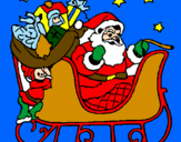 Disegno Babbo Natale alla guida della sua slitta pitturato su ale