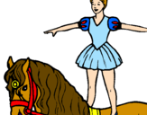 Disegno Trapezista in groppa al cavallo pitturato su annagiulia