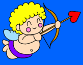 Disegno Cupido  pitturato su giulia