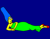 Disegno Marge pitturato su mauro scalone