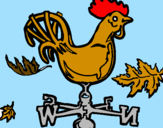 Disegno Banderuole e gallo  pitturato su azzurra