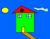 Disegno Casa pitturato su casa nel mare