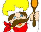 Disegno Chef con i baffi  pitturato su DANIEL