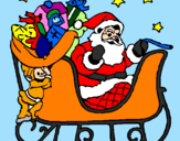 Disegno Babbo Natale alla guida della sua slitta pitturato su paola b