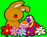 Disegno Coniglietto di Pasqua  pitturato su anamaria