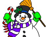Disegno Pupazzo di neve con la sciarpa pitturato su kia