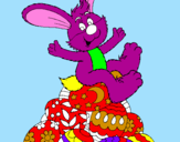 Disegno Coniglio di Pasqua pitturato su deborah