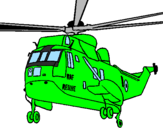 Disegno Elicottero di salvataggio  pitturato su marco  valenziano