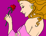Disegno Principessa con una rosa pitturato su cate the best