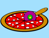 Disegno Pizza pitturato su giulia