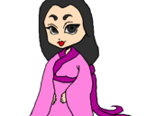 Disegno Principessa con il kimono pitturato su Lolly