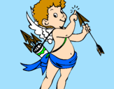 Disegno Cupido  pitturato su dinise
