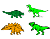 Disegno Dinosauri di terra  pitturato su due   bimbi   scemi
