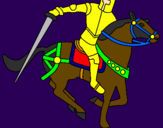 Disegno Cavaliere a cavallo IV pitturato su ruggero